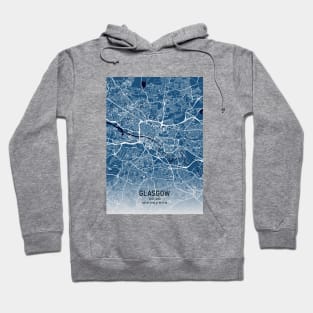 Glasgow City Map Blue Background Hoodie